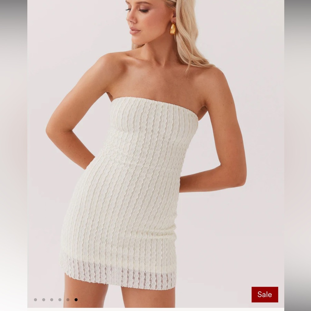 Peppermayo Strapless Cream Dress